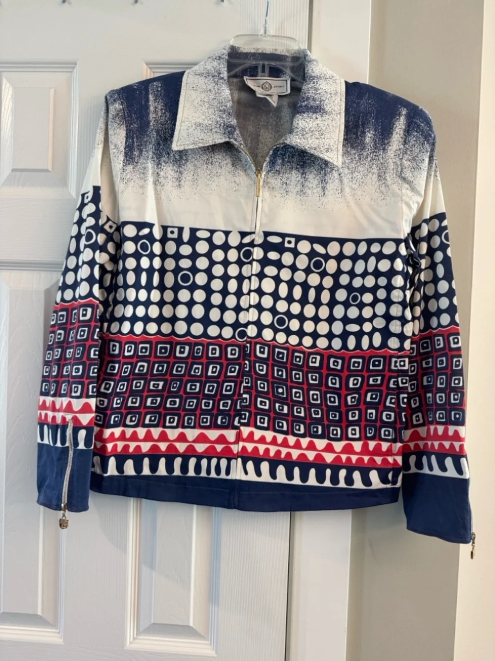 St. John Sport Navy & White Sport Jacket - Picture 1 of 4